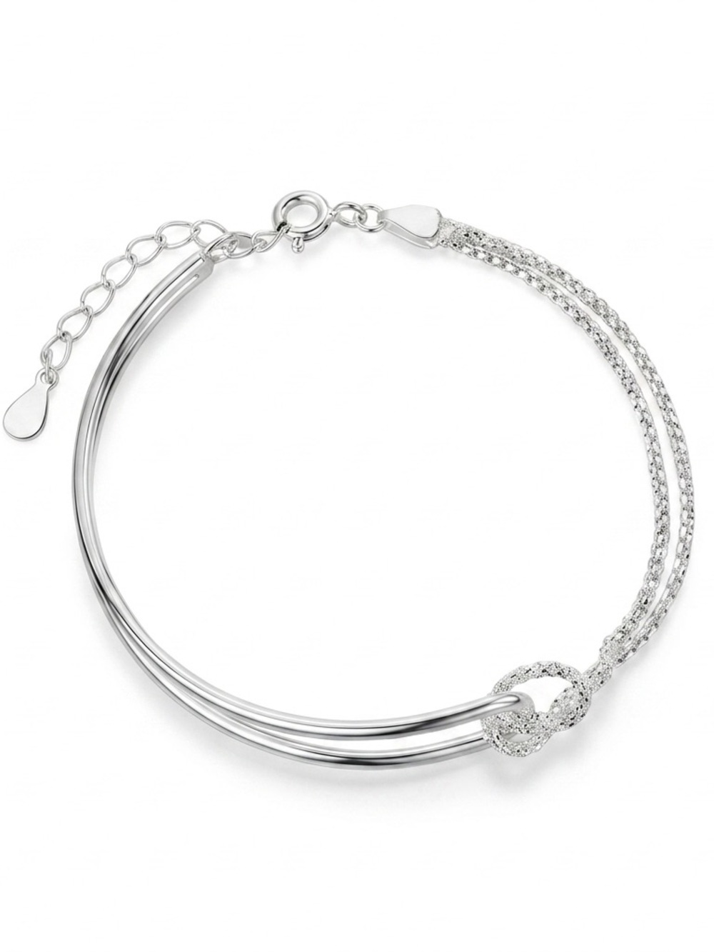 925 Sterling Silver Knot Bangle Minimalist Infinity Dainty Elegant Bracelet